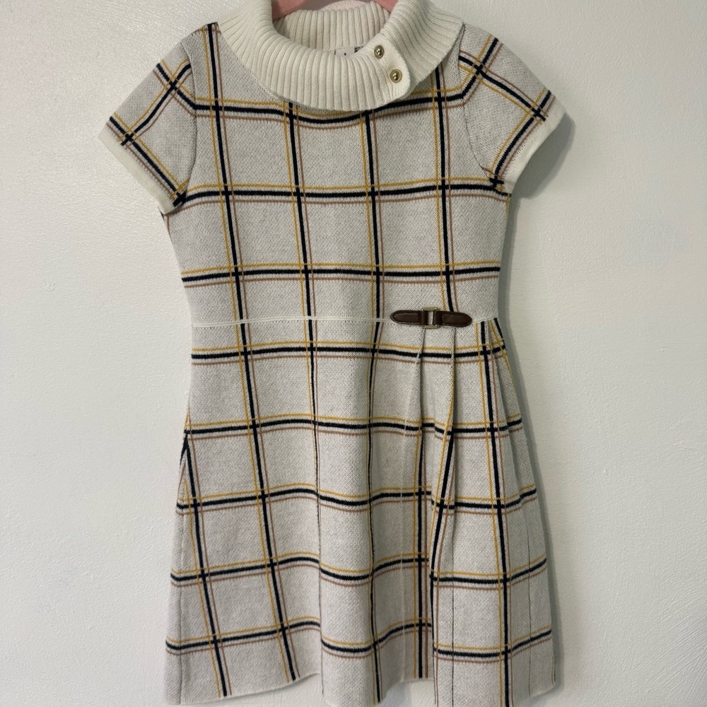 Janie and Jack Plaid Dress in Cream and Black